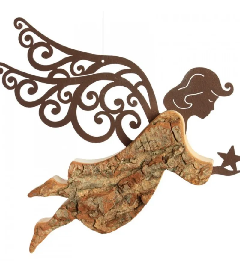 Ange De Noël A Suspendre En Metal Et Ecorce, 18 Cm<Waldfabrik, photophore en bois et étoile sapin de Noël Best Sale
