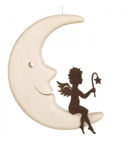 Ange Metal Assis Sur Une Lune, 12 Cm<Waldfabrik, photophore en bois et étoile sapin de Noël Hot