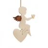 Ange Pour Sapin En Bois D'Erable Assis Sur Un Grand Coeur<Waldfabrik, photophore en bois et étoile sapin de Noël Best Sale