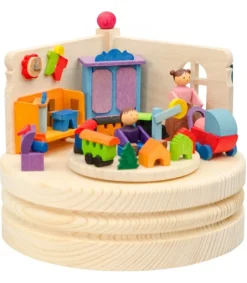 Boite A Musique En Bois, Maman Et Ses 2 Enfants<Graupner, décoration de sapin de Noël, Déco Noël enfant Outlet