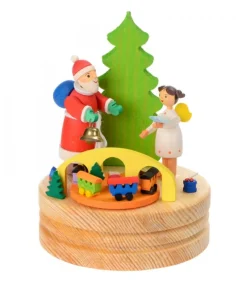 Boite A Musique En Bois, Père Noël Et Ange Blanc<Graupner, décoration de sapin de Noël, Déco Noël enfant Cheap