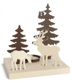 Bougeoir De Table Décoratif, Cerf Et Biche<Waldfabrik, photophore en bois et étoile sapin de Noël Sale
