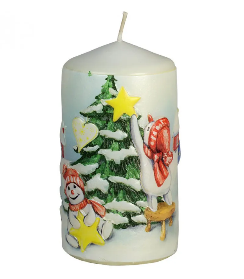 Bougie Décorative De Noël, Motif Vintage Bonhommes De Neige Et Sapin<Ewa Kerzen, bougies de Noël et bougies de l'Avent Store