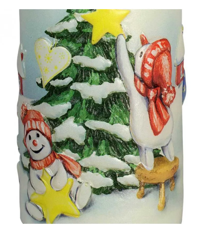 Bougie Décorative De Noël, Motif Vintage Bonhommes De Neige Et Sapin<Ewa Kerzen, bougies de Noël et bougies de l'Avent Store