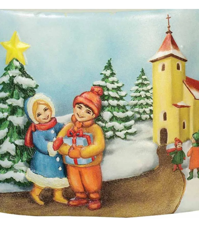 Bougie De Noël Vintage Scene Enfant Et Village<Ewa Kerzen, bougies de Noël et bougies de l'Avent Outlet
