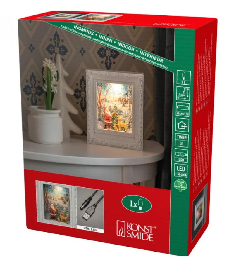 Cadre Photo Lumineux Père Noël Avec Animaux<Konstsmide, guirlandes lumineuses de Noël Shop