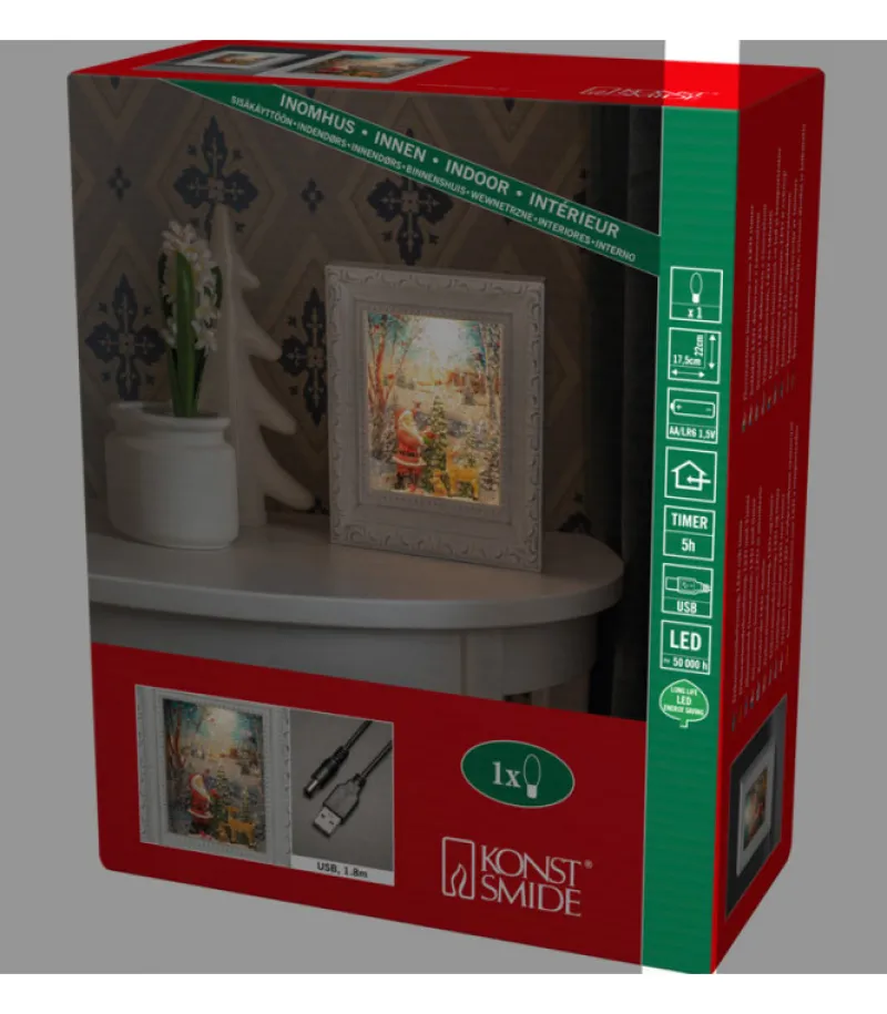 Cadre Photo Lumineux Père Noël Avec Animaux<Konstsmide, guirlandes lumineuses de Noël Shop