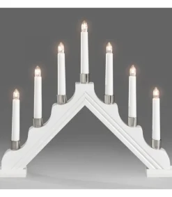 Chandelier À 7 Branches Electrique En Bois Blanc<Konstsmide, guirlandes lumineuses de Noël Clearance