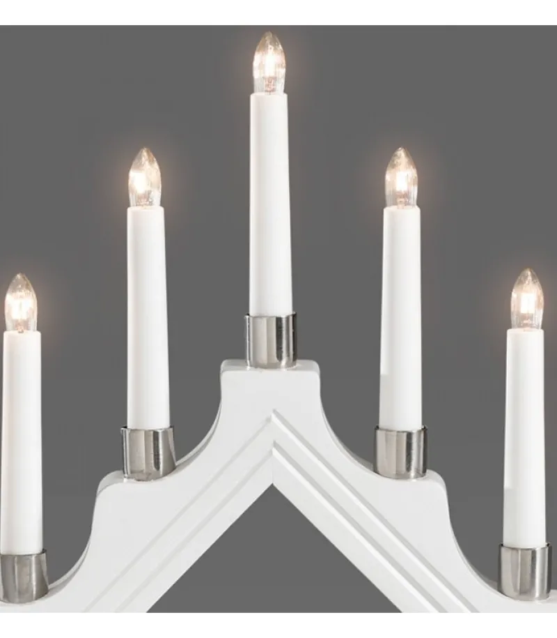 Chandelier À 7 Branches Electrique En Bois Blanc<Konstsmide, guirlandes lumineuses de Noël Clearance