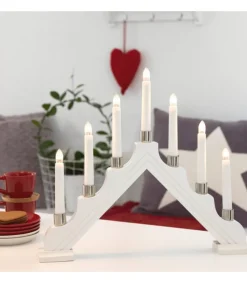 Chandelier À 7 Branches Electrique En Bois Blanc<Konstsmide, guirlandes lumineuses de Noël Clearance