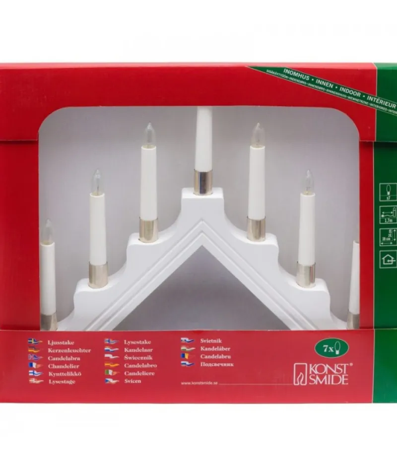 Chandelier À 7 Branches Electrique En Bois Blanc<Konstsmide, guirlandes lumineuses de Noël Clearance