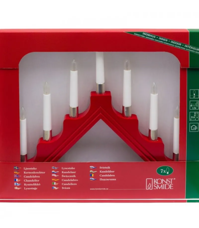 Chandelier À 7 Branches En Bois, Rouge<Konstsmide, guirlandes lumineuses de Noël Best