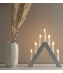 Chandelier En Bois Scandinave, Laque Gris Mat, 7 Ampoules<Konstsmide, guirlandes lumineuses de Noël Fashion