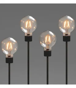 Chandelier Led 5 Ampoules Rondes Ambrees En Metal Noir, 54 Cm<Konstsmide, guirlandes lumineuses de Noël Cheap