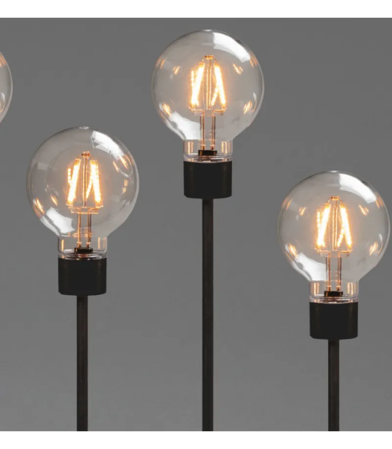 Chandelier Led 5 Ampoules Rondes Ambrees En Metal Noir, 54 Cm<Konstsmide, guirlandes lumineuses de Noël Cheap