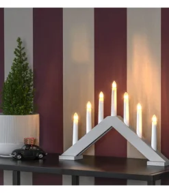 Chandelier Scandinave En Bois, Laque Beige Mat<Konstsmide, guirlandes lumineuses de Noël New