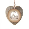 Coeur En Bois A Suspendre Motif Cisele Crèche Et Etoile, 7 Cm<Waldfabrik, photophore en bois et étoile sapin de Noël Cheap