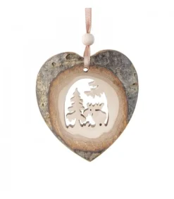 Coeur En Bois A Suspendre Motif Cisele Elan, 7 Cm<Waldfabrik, photophore en bois et étoile sapin de Noël Hot