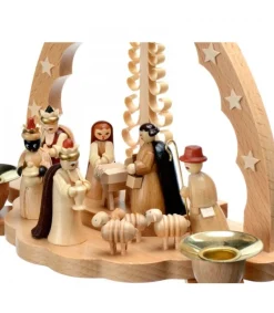 Crèche De Noël En Bois Avec Bougeoir 18 Cm<Richard Glasser, Pyramides de Noël allemandes Cheap