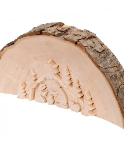 Crèche De Noël En Relief, Taillee Dans Un Rondin De Bois, 12 Cm<Waldfabrik, photophore en bois et étoile sapin de Noël Sale