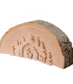 Crèche De Noël En Relief, Taillee Dans Un Rondin De Bois, 15 Cm<Waldfabrik, photophore en bois et étoile sapin de Noël Discount