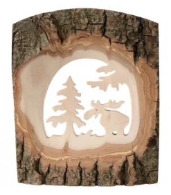 Déco Bois En Ecorce, Motif Elan Dans La Foret, 18 Cm<Waldfabrik, photophore en bois et étoile sapin de Noël Best Sale