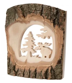 Déco Bois En Ecorce, Motif Elan Dans La Foret, 18 Cm<Waldfabrik, photophore en bois et étoile sapin de Noël Best Sale