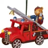 Déco Sapin Vintage, Ourson Sur Voiture De Pompier<Hubrig, figurines pour enfant Fashion
