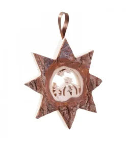 Décoration Murale En Bois, Grande Etoile Motif Crèche De Noël, 19 Cm<Waldfabrik, photophore en bois et étoile sapin de Noël Best Sale