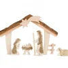 Etable De Bethleem Avec Figurines En Ecorce, 12,5 Cm<Waldfabrik, photophore en bois et étoile sapin de Noël Cheap