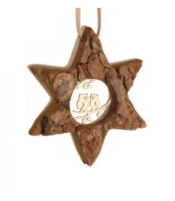 Etoile En Bois, Motif Cisele Hiboux, 7 Cm<Waldfabrik, photophore en bois et étoile sapin de Noël Sale