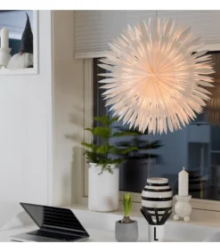 Etoile Lumineuse Electrique En Papier A Suspendre, Blanche, 60 Cm<Konstsmide, guirlandes lumineuses de Noël Online