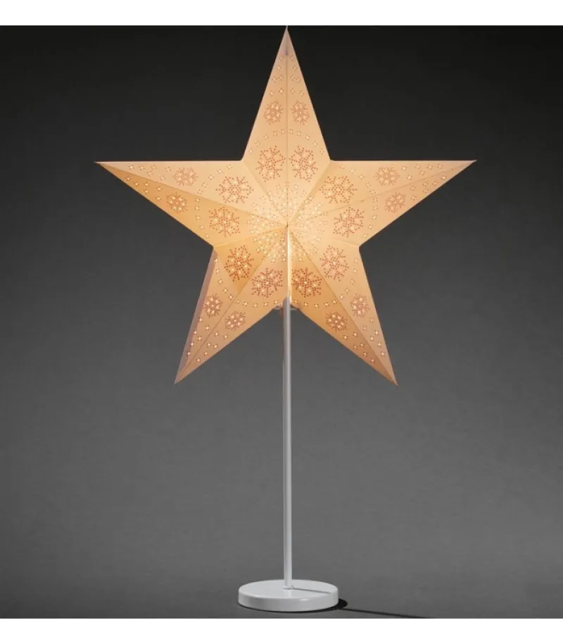 Etoile Lumineuse Electrique 5 Branches En Papier, Blanche, Sur Pied Blanc, 46 Cm<Konstsmide, guirlandes lumineuses de Noël Sale