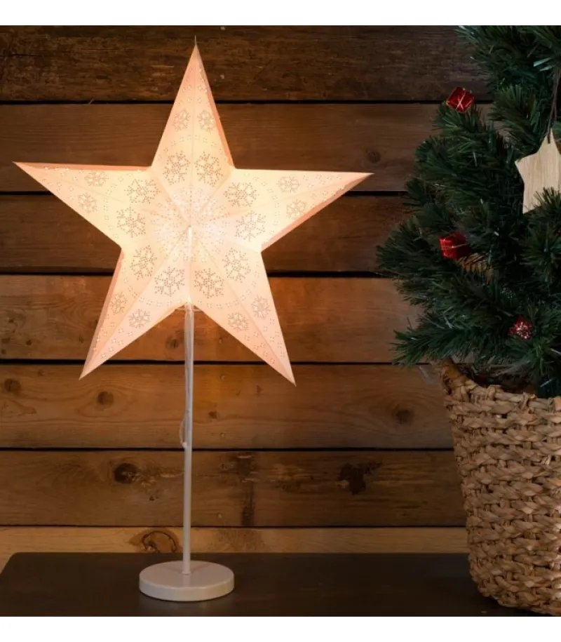 Etoile Lumineuse Electrique 5 Branches En Papier, Blanche, Sur Pied Blanc, 46 Cm<Konstsmide, guirlandes lumineuses de Noël Sale