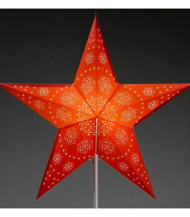 Etoile Lumineuse Electrique 5 Branches En Papier, Rouge, Sur Pied Blanc, 46 Cm<Konstsmide, guirlandes lumineuses de Noël Cheap
