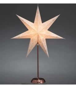 Etoile Lumineuse Electrique 7 Branches En Papier, Blanche, Sur Pied Cuivre 48 Cm<Konstsmide, guirlandes lumineuses de Noël Discount