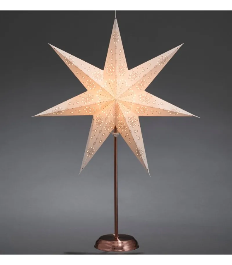 Etoile Lumineuse Electrique 7 Branches En Papier, Blanche, Sur Pied Cuivre 48 Cm<Konstsmide, guirlandes lumineuses de Noël Discount