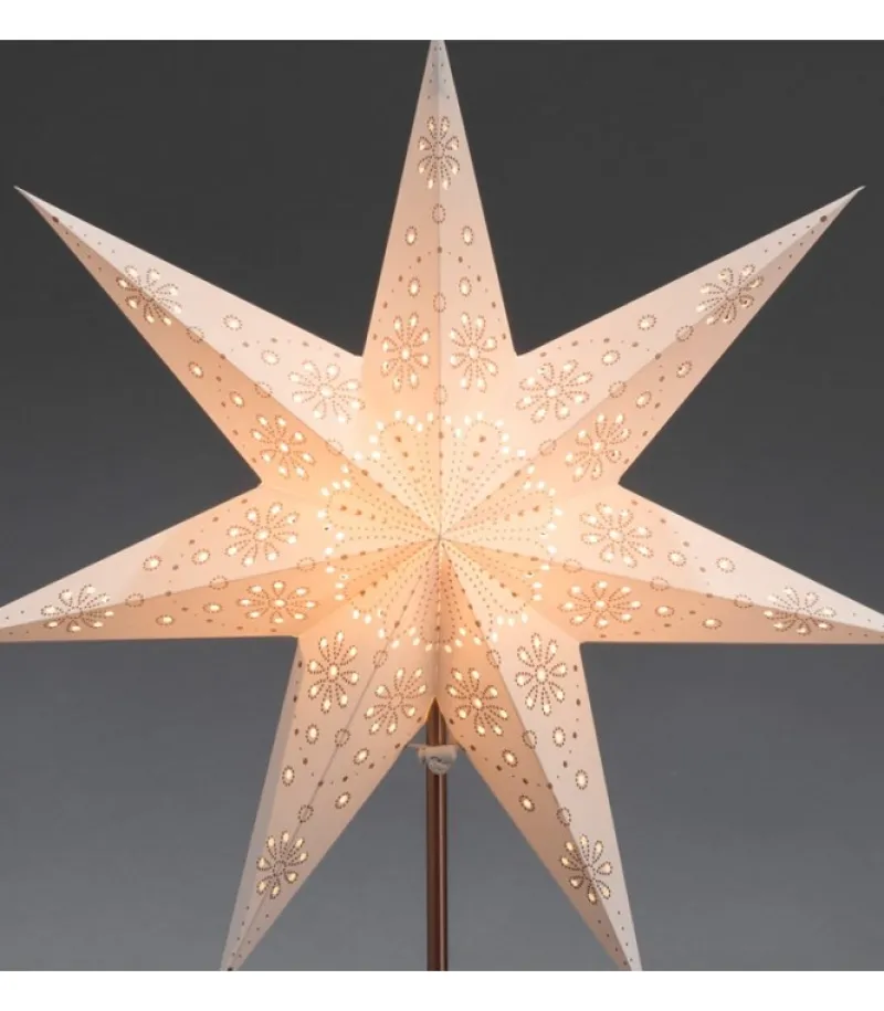 Etoile Lumineuse Electrique 7 Branches En Papier, Blanche, Sur Pied Cuivre 48 Cm<Konstsmide, guirlandes lumineuses de Noël Discount