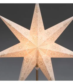 Etoile Lumineuse Electrique 7 Branches En Papier, Blanche, Sur Pied Laiton, 48 Cm<Konstsmide, guirlandes lumineuses de Noël Online