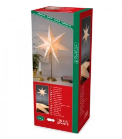 Etoile Lumineuse Electrique 7 Branches En Papier, Blanche, Sur Pied Laiton, 48 Cm<Konstsmide, guirlandes lumineuses de Noël Online