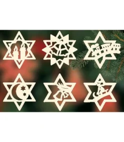 Etoiles En Bois, Déco Sapin De Noël, 6 Motifs Differents - N° 11<Ratags, décos de Noël lumineuses en bois Outlet