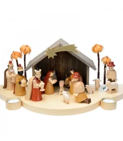 Grande Crèche De Noël En Bois Avec Personnages<Richard Glasser, Pyramides de Noël allemandes Cheap