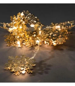 Guirlande Lumineuse Décorative A Led, Flocons De Neige Metalliques Dores<Konstsmide, guirlandes lumineuses de Noël Fashion
