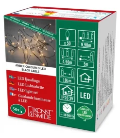 Guirlande Lumineuse Led Effet Gouttes, 50 Diodes Ambrees, Fil Noir<Konstsmide, guirlandes lumineuses de Noël Sale