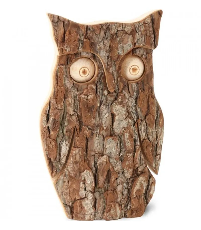 Hibou En Bois D'Ecorce, 16 Cm<Waldfabrik, photophore en bois et étoile sapin de Noël Sale