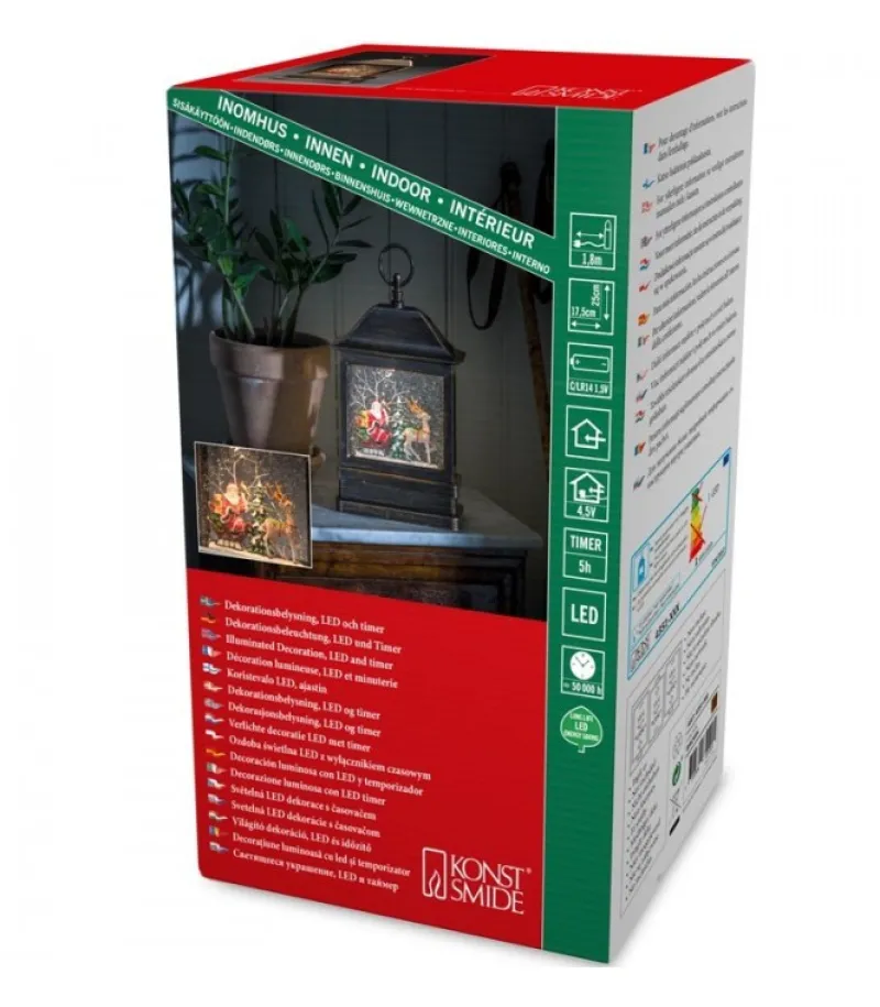 Lanterne À Neige A Led Avec Père Noël Dans Son Traineau, 25 Cm<Konstsmide, guirlandes lumineuses de Noël Discount