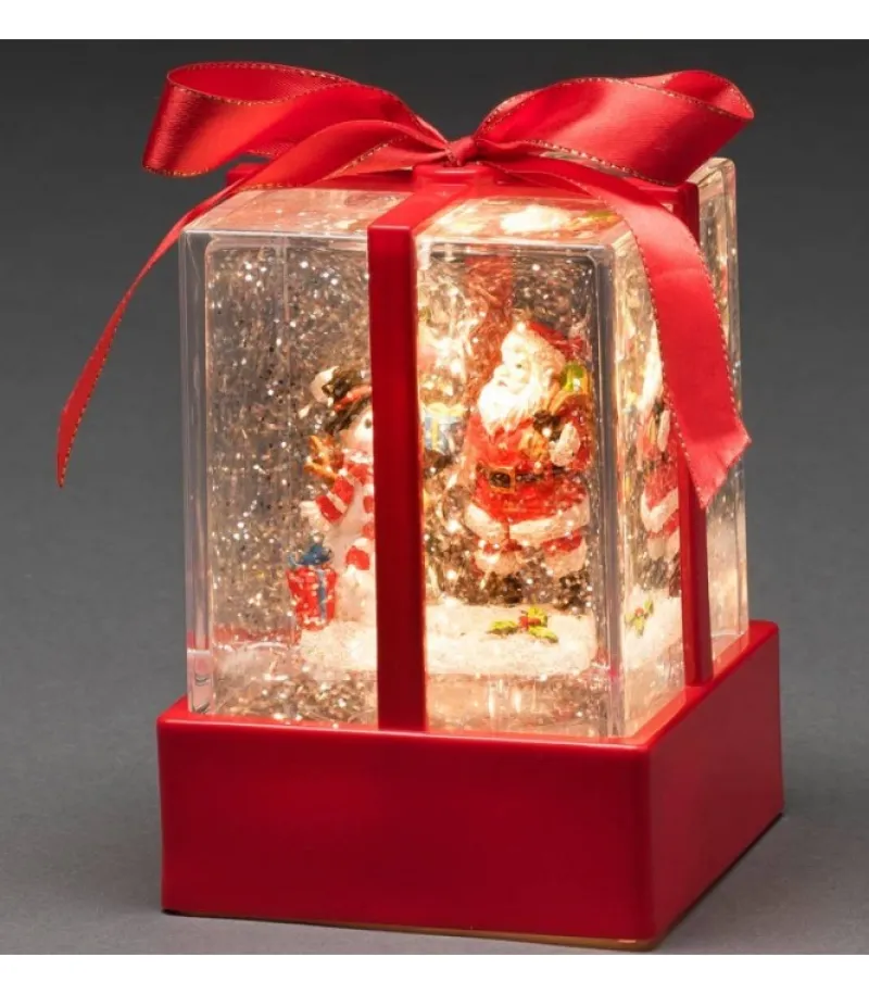 Lanterne À Neige "Cadeau De Noël" Avec Père Noël & Bonhomme De Neige<Konstsmide, guirlandes lumineuses de Noël Shop