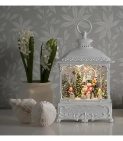 Lanterne De Noël Blanche, 4 Bonshommes De Neige Avec Oiseaux<Konstsmide, guirlandes lumineuses de Noël Online