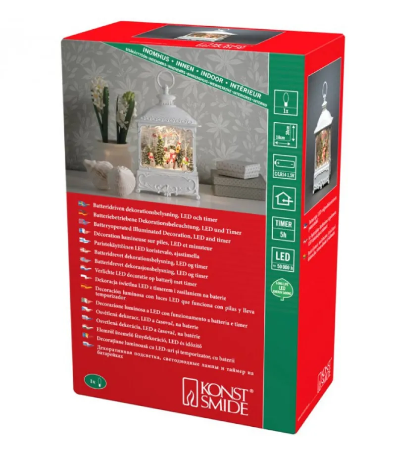 Lanterne De Noël Blanche, 4 Bonshommes De Neige Avec Oiseaux<Konstsmide, guirlandes lumineuses de Noël Online