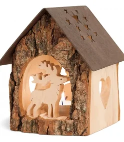 Lanterne Photophore En Bois Avec Cerf, 14 Cm<Waldfabrik, photophore en bois et étoile sapin de Noël New